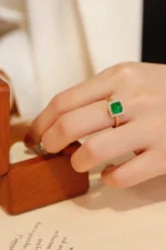 Yellow Gold Swat Emerald and Diamond Ring - Image 3