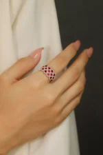 Gold Vintage Emerald Diamond Engagement Ring - Image 6