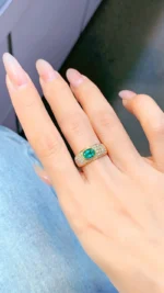 Yellow Gold Emerald and Diamond Ring - Image 5