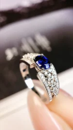 Luxury White Gold Sapphire & Diamond Ring - Image 4