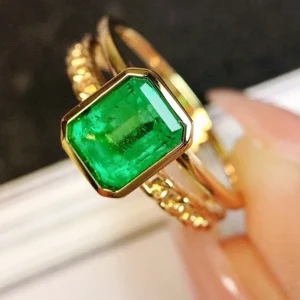 Yellow Gold Emerald Engagement Ring