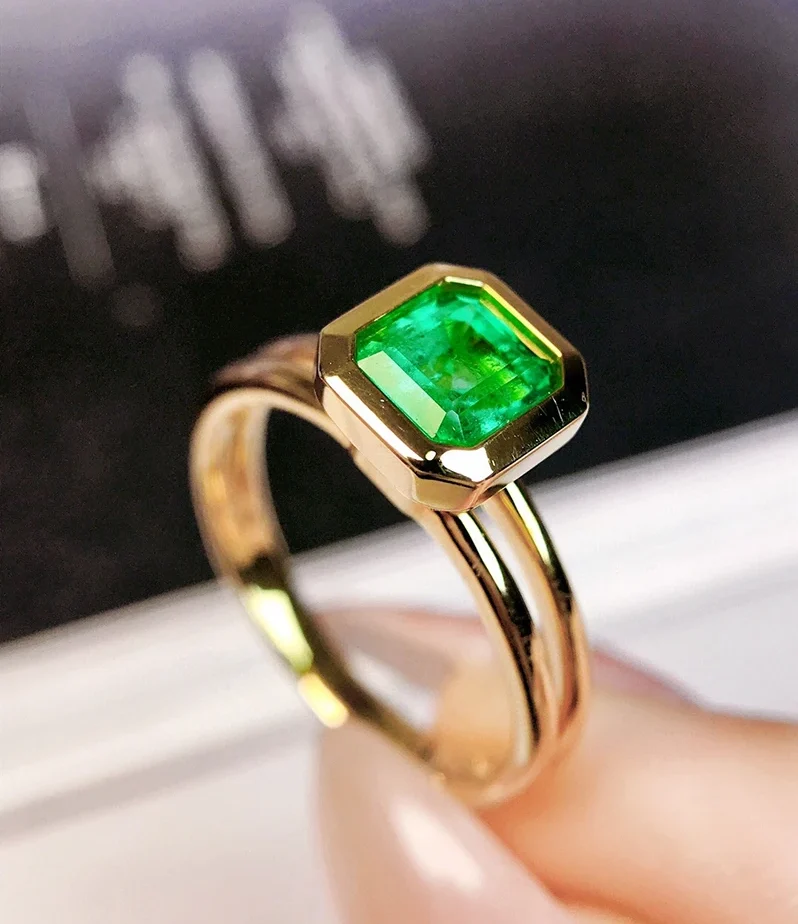 Yellow Gold Emerald and Diamond Engagement Ring