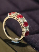 White Gold Ruby and Diamond Engagement Ring