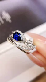 White Gold Sapphire and Diamond Ring - Image 3