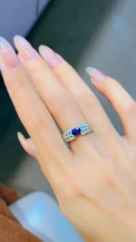 Luxury White Gold Sapphire & Diamond Ring - Image 5