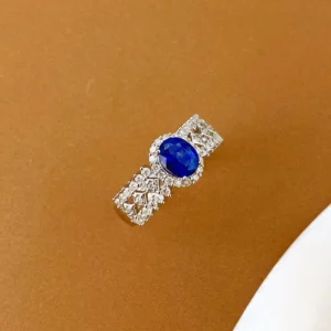 White Gold Sapphire and Diamond Classic Ring