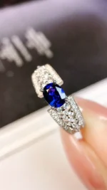 Luxury White Gold Sapphire & Diamond Ring - Image 3