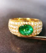 Yellow Gold Emerald and Diamond Ring