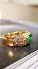 Yellow Gold Emerald and Diamond Ring - Image 4