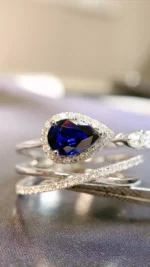 White Gold Sapphire and Diamond Ring - Image 5