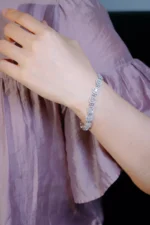 White Gold Diamond Square Bracelet - Image 6