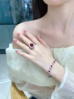 White Gold Ruby and Diamond Bracelet - Image 4