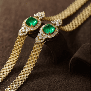 Yellow Gold Panjshir Emerald and Diamond Bracelet