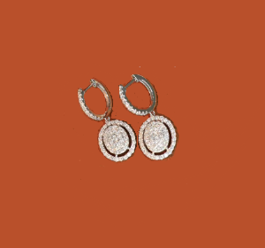 Exquisite Oval Hoop Diamond Earrings