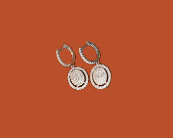 Exquisite Oval Hoop Diamond Earrings