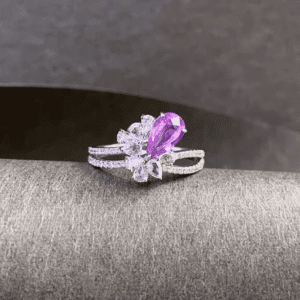 White Gold Pink Sapphire and Diamond Engagement Ring