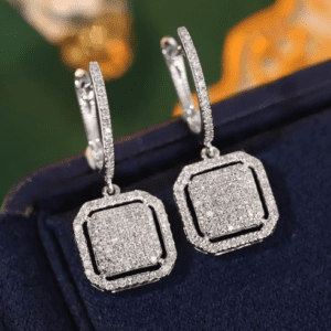 White Gold Diamond Hoop Earrings for Women