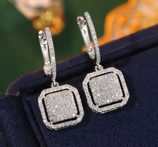 White Gold Diamond Hoop Earrings for Women