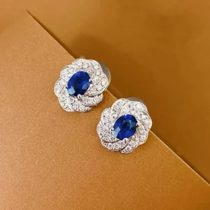 Artemies Bloom: Sapphire Flower Earrings