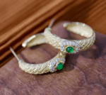 Gold Emerald Diamond Earrings Vintage Style