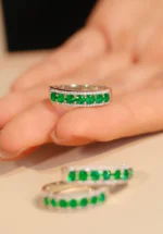 Luxury White Gold Emerald Ring with Natural Diamond - Image 2