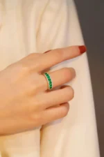 Luxury White Gold Emerald Ring with Natural Diamond - Image 5