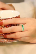 Luxury White Gold Emerald Ring with Natural Diamond - Image 6