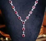 Elegant 18K White Gold Ruby and Diamond Necklace