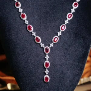 Elegant 18K White Gold Ruby and Diamond Necklace