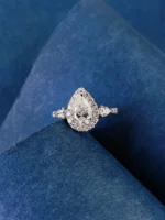 Dewdrop Flame 18K White Gold Diamond Ring - Image 3