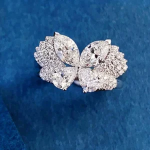 Romantic White Gold Butterfly Diamond Engagement Ring