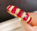 Yellow Gold Ruby Ring with Natural Diamond Accent