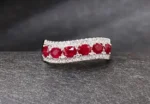 Fashion Wave Design Ruby Ring in 18K White Gold