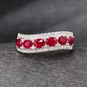 Fashion Wave Design Ruby Ring in 18K White Gold