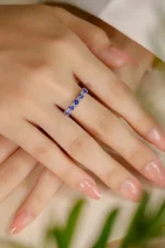 Fashionable Gold Natural Sapphire Wedding Band - Image 4