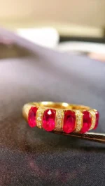 Yellow Gold Ruby Ring with Natural Diamond Accent - Image 5