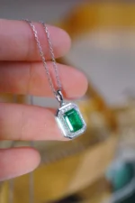 Emerald Frost 18K White Gold Diamond Pendant - Image 2