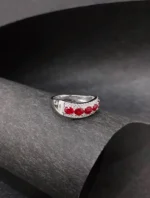 Fashion Wave Design Ruby Ring in 18K White Gold - Image 2
