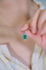 Emerald Frost 18K White Gold Diamond Pendant - Image 5