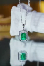 Emerald Frost 18K White Gold Diamond Pendant - Image 3