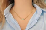 Luxury Yellow Gold Necklace with Emerald and Diamond - Image 5