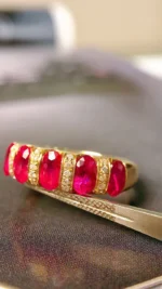 Yellow Gold Ruby Ring with Natural Diamond Accent - Image 3