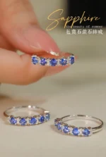 Fashionable Gold Natural Sapphire Wedding Band - Image 2