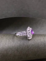Romantic White Gold Pink Sapphire Ring with Diamond - Image 4