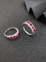 Fashion Wave Design Ruby Ring in 18K White Gold - Image 4