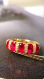 Yellow Gold Ruby Ring with Natural Diamond Accent - Image 4