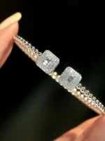 Diamond Square 18K White Gold Bangle - Image 3