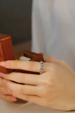 Fashionable Gold Natural Sapphire Wedding Band - Image 5