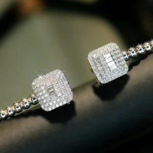 Diamond Square 18K White Gold Bangle