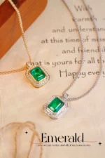 Elegant Emerald Pendant with Diamond in 18K Gold - Image 3